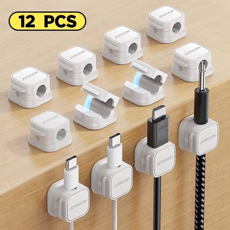 3/6PCS Magnetic Cable Clips Adjustable Cable Cord Organizer under Desk Cable Management Wire Keeper Desktop Cable Holder - LazyComfort