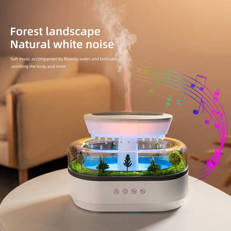 Rain Cloud Aroma Diffuser Air Humidifier Water Drip Micro Landscape Ultrasonic Essential Oils Diffuser with 7 Night Light - LazyComfort