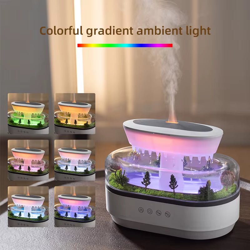 Rain Cloud Aroma Diffuser Air Humidifier Water Drip Micro Landscape Ultrasonic Essential Oils Diffuser with 7 Night Light - LazyComfort