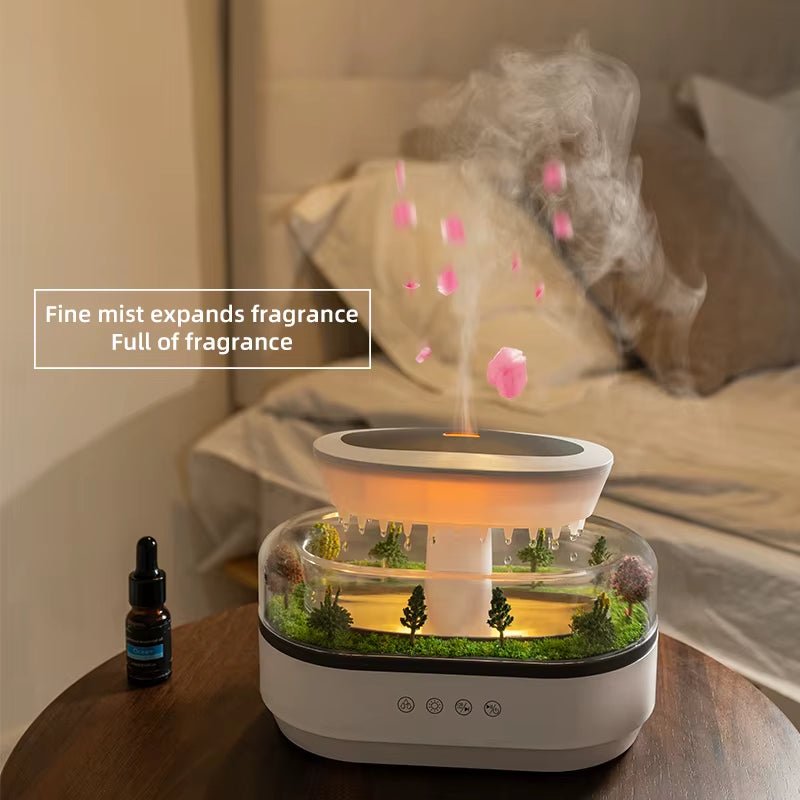 Rain Cloud Aroma Diffuser Air Humidifier Water Drip Micro Landscape Ultrasonic Essential Oils Diffuser with 7 Night Light - LazyComfort