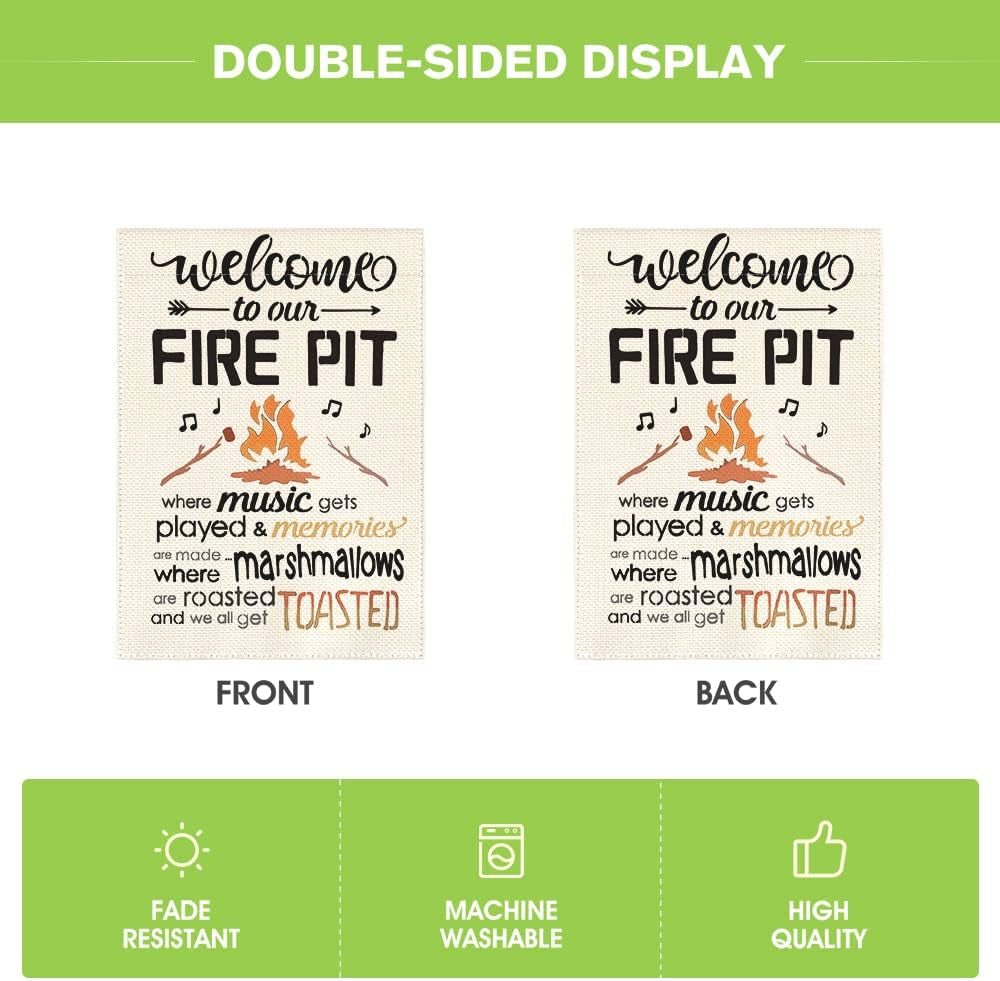 Welcome to Our Fire Pit Camping Garden Flag 12X18 Inch Double Sided Outside, RV Campsite Campfire Holiday Yard Outdoor Decoration - LazyComfort