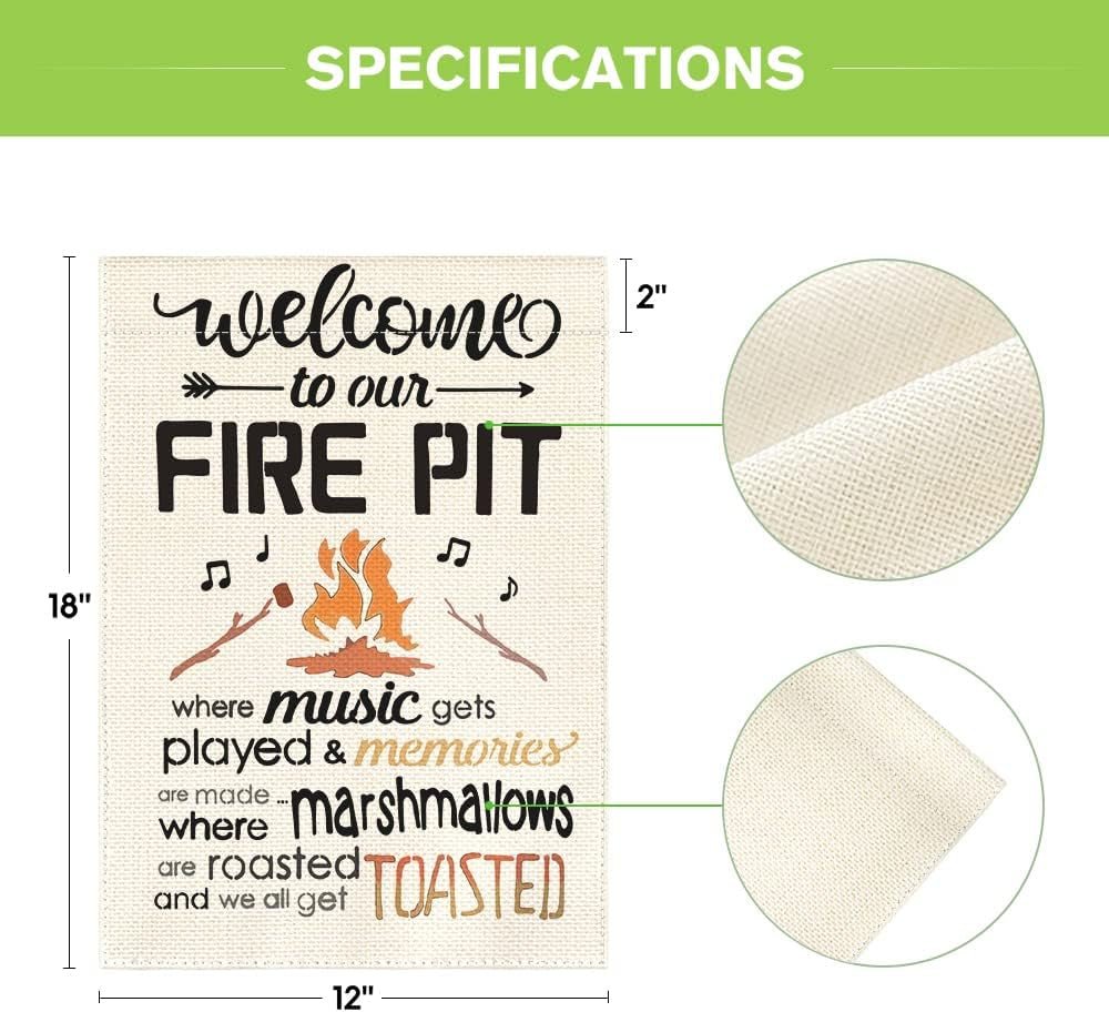Welcome to Our Fire Pit Camping Garden Flag 12X18 Inch Double Sided Outside, RV Campsite Campfire Holiday Yard Outdoor Decoration - LazyComfort