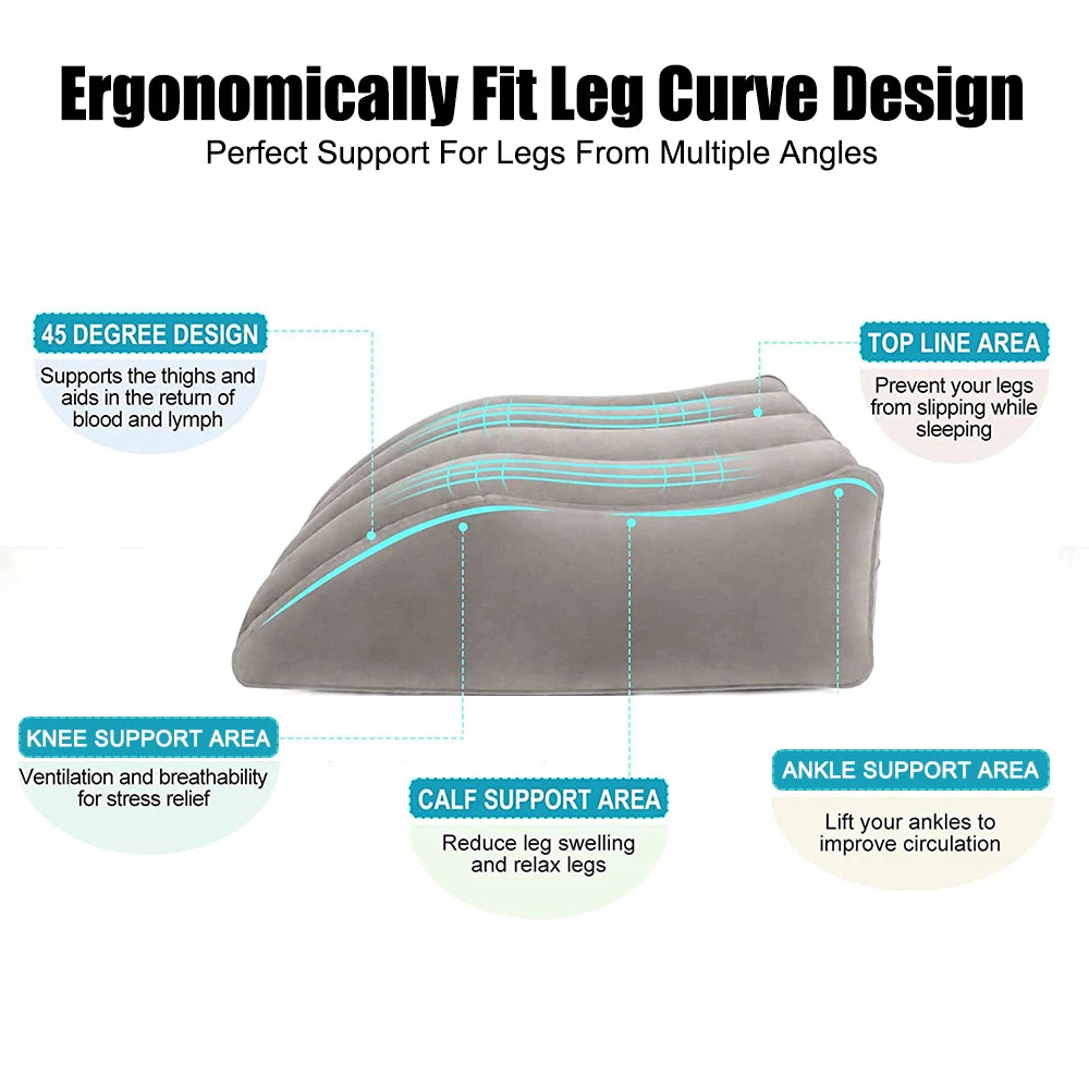 PVC Elevation Leg Pillows Foot Pillow Inflatable Leg Pillow Lightweight Knee Cushion Portable Wedge Pillow