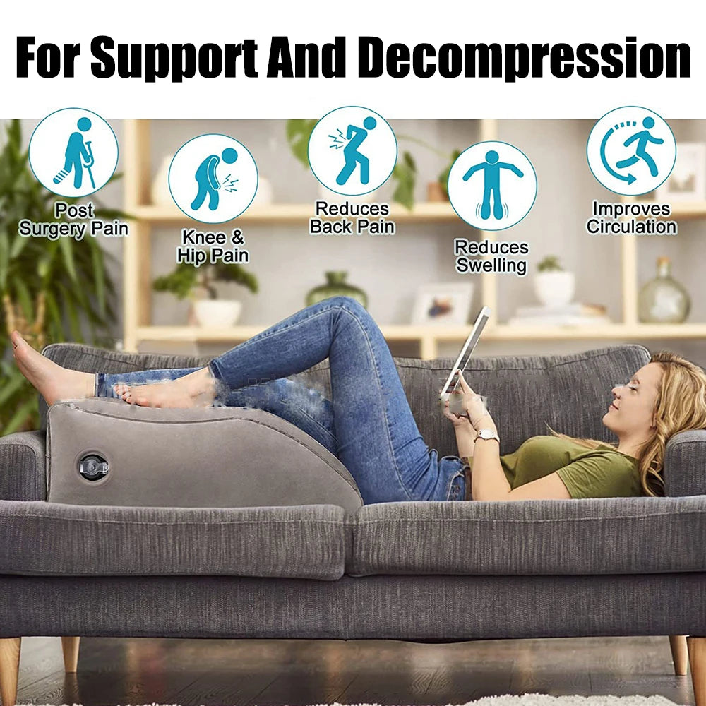 PVC Elevation Leg Pillows Foot Pillow Inflatable Leg Pillow Lightweight Knee Cushion Portable Wedge Pillow