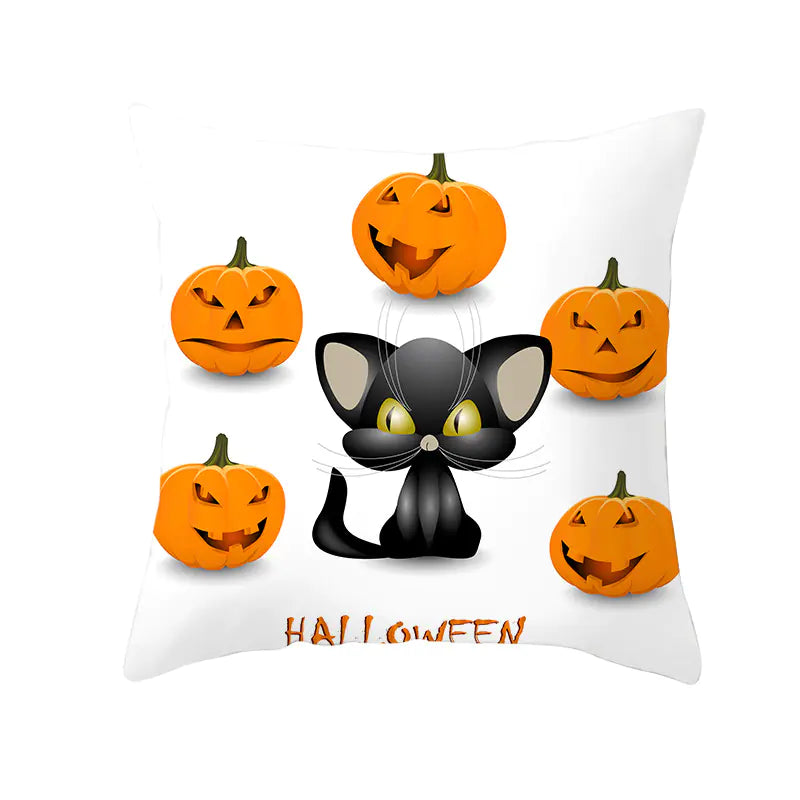 Halloween Pumpkin & Black Cat Office Nap Pillow Cover
