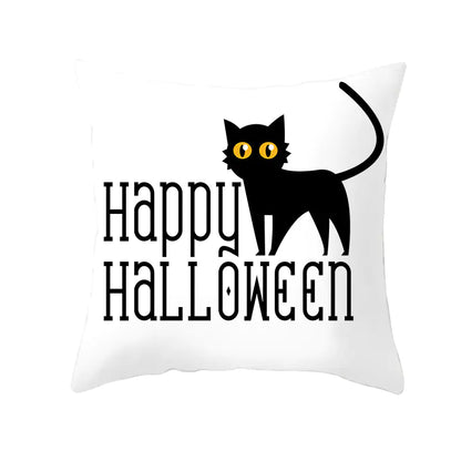 Halloween Pumpkin & Black Cat Office Nap Pillow Cover