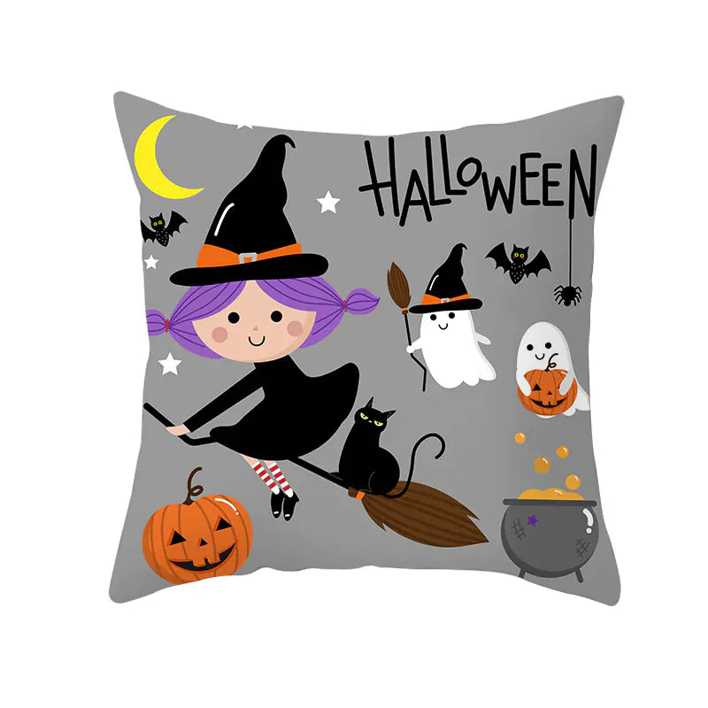 Halloween Pumpkin & Black Cat Office Nap Pillow Cover