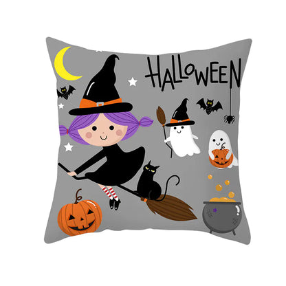 Halloween Pumpkin & Black Cat Office Nap Pillow Cover