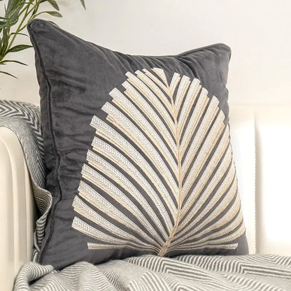 Chic Velvet Leaf-Pattern Pillow Cover