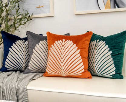 Chic Velvet Leaf-Pattern Pillow Cover
