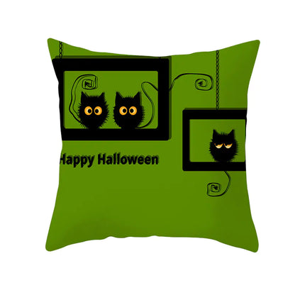 Halloween Pumpkin & Black Cat Office Nap Pillow Cover