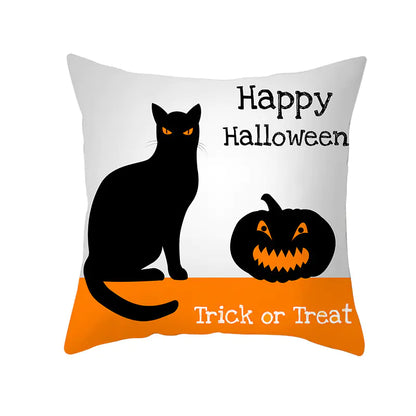 Halloween Pumpkin & Black Cat Office Nap Pillow Cover