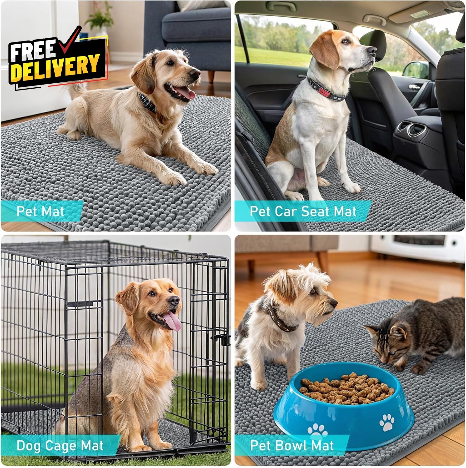 Dog Door Mat for Muddy Paws 30X20 Absorbs Moisture and Dirt Absorbent Non - Slip - LazyComfort