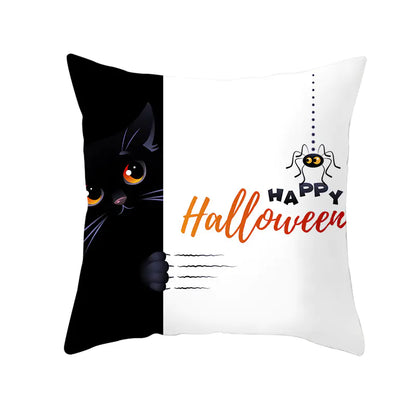 Halloween Pumpkin & Black Cat Office Nap Pillow Cover