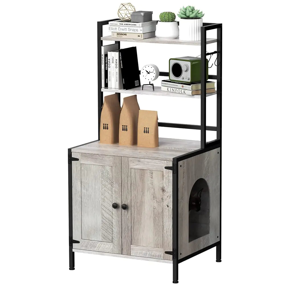 Vintage Cat Litter Box Cabinet with Shelves