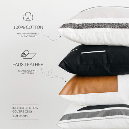  - Modern & Luxurious 18" X 18" Decorative Leather Throw Pillow Covers - Durable Quality & Machine Washable - 100% Polyester Faux Leather, Zulu Design - 4 Pack - LazyComfort
