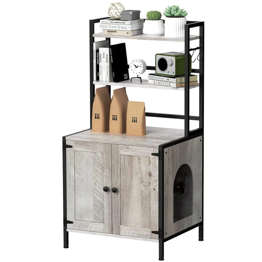 Vintage Cat Litter Box Cabinet with Shelves