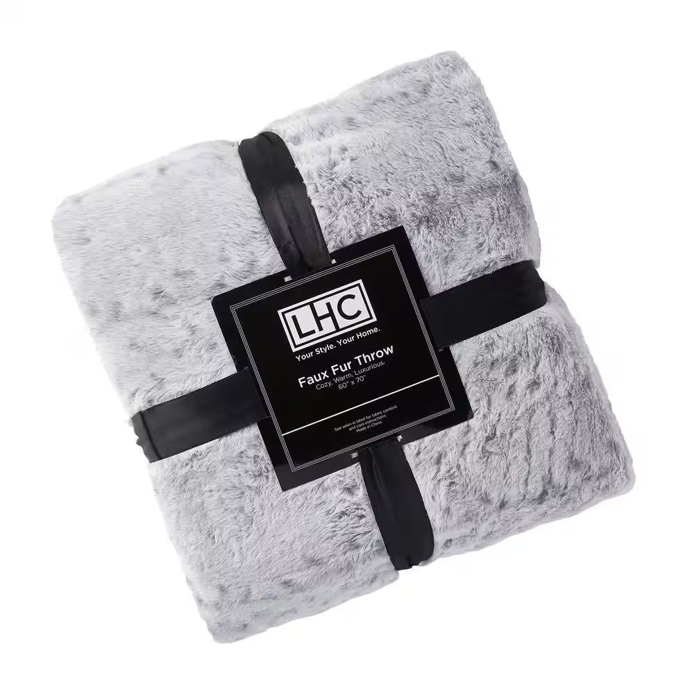 Oversized Faux Fur Cloud Grey Hypoallergenic Throw Blanket - LazyComfort