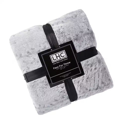 Oversized Faux Fur Cloud Grey Hypoallergenic Throw Blanket - LazyComfort