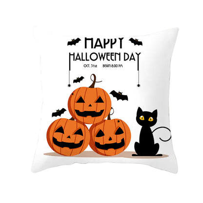 Halloween Pumpkin & Black Cat Office Nap Pillow Cover