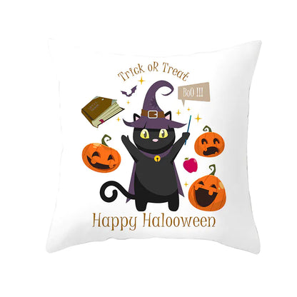 Halloween Pumpkin & Black Cat Office Nap Pillow Cover